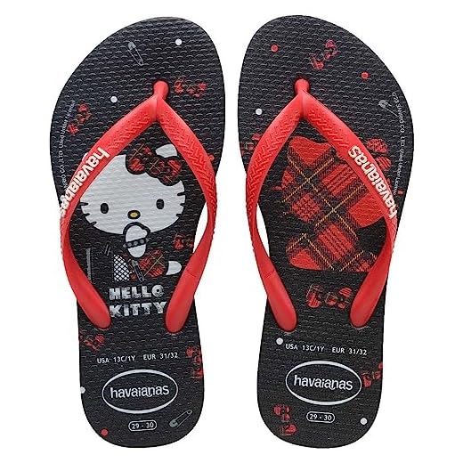 Chinelo Havaianas Kids Slim Hello Kitty Infantil Menina Cor:Preto;Tamanho:27/28