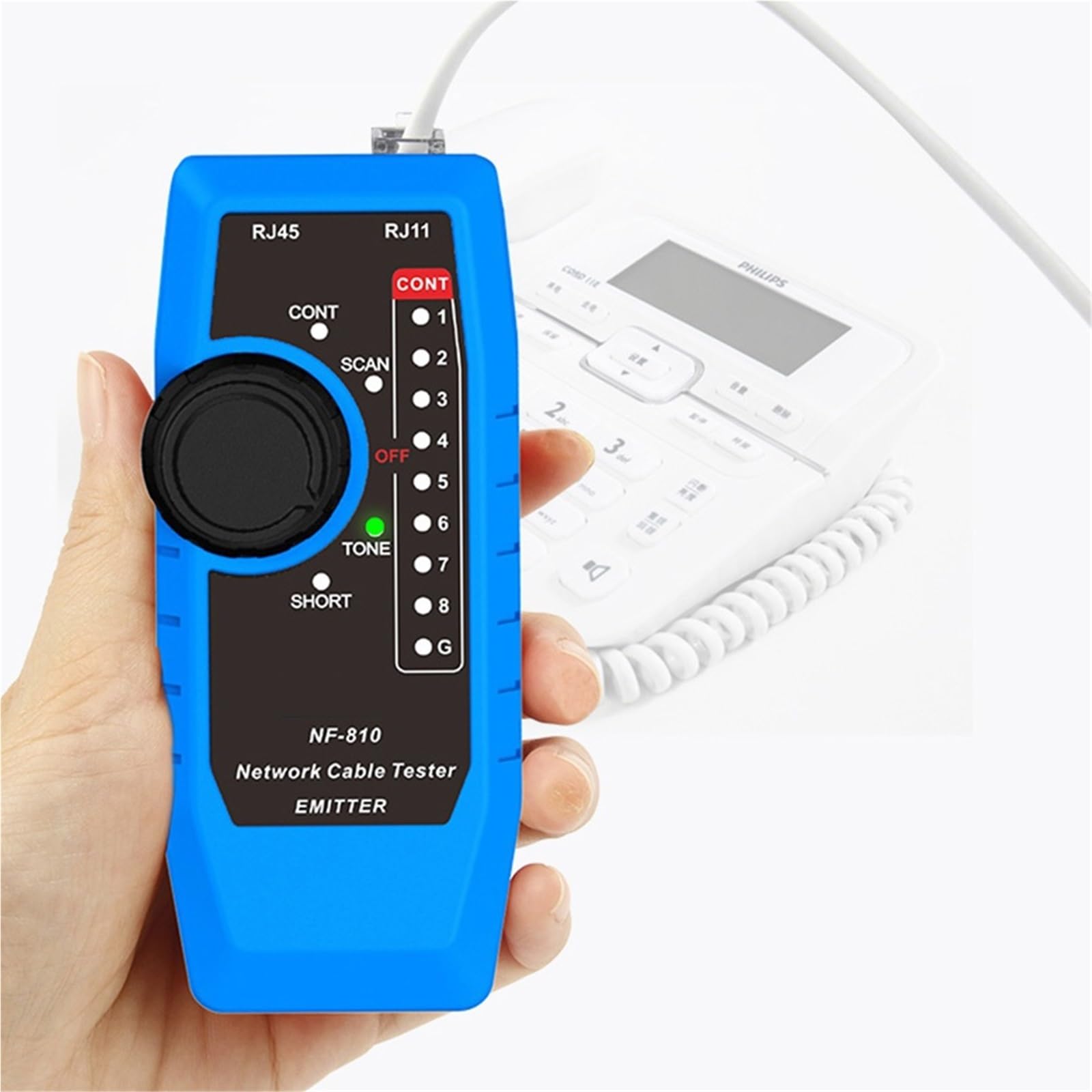 Tester kabli sieciowych, Tester Kabli Sieciowych, Detektor, RJ11, RJ45, Cat5, Cat6, Telefoniczny, Linie LAN, dla kabla sieciowego