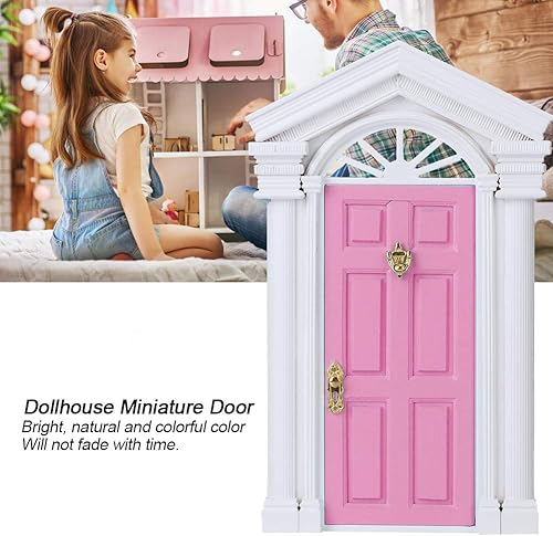 Miniatura 4 de 1:12 Puerta de madera de casa de muñecas, mini mini hada de madera de abedul puerta de decoración de casa de muñecas Accesorio de decoración