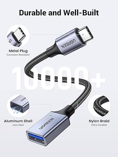 Miniatura 7 de UGREEN Adaptador USB C a USB 3.1, USB C macho a USB hembra, adaptador trenzado de nailon, cable OTG tipo C compatible con Samsung S23 Ultra, MacBook