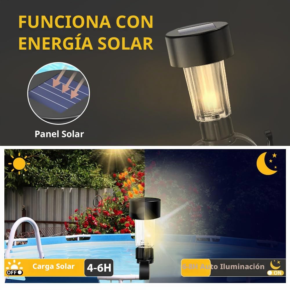 Luz Solar para Piscina, 8 Piezas Luz Solar Piscinas, Impermeable Luces Piscina, Luces Solares Piscina, Luces Solares LED Exterior Jardin, para Jardín, Patio, Calzada, Piscina y Camping
