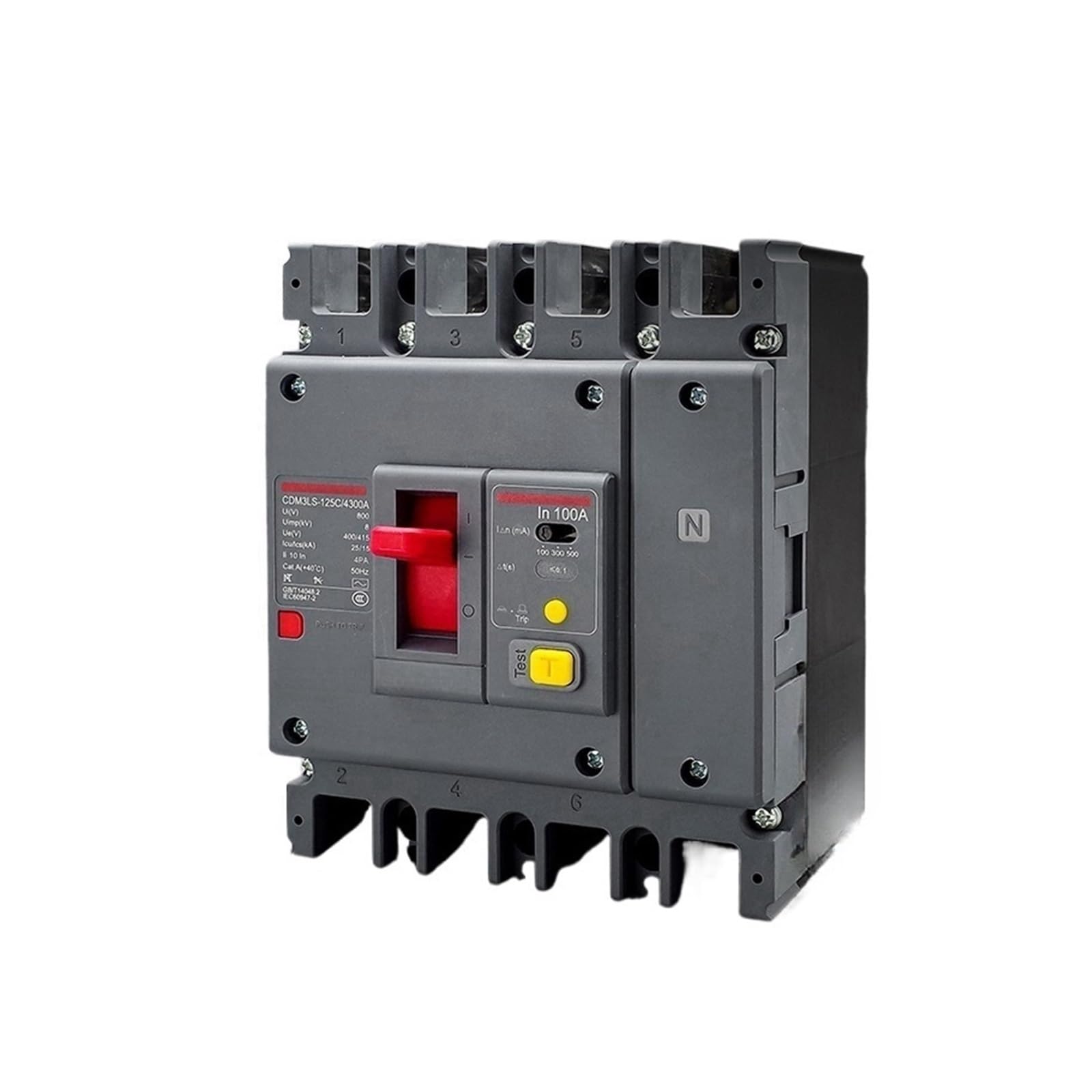 Dreiphasiger Vierleiter-Luftschalter 4P mit Leckageschutz 3P Kunststoffgehäuse CDM3L 160A 250A 400A Zum Schutz von Schaltkreisen(4p,63A)