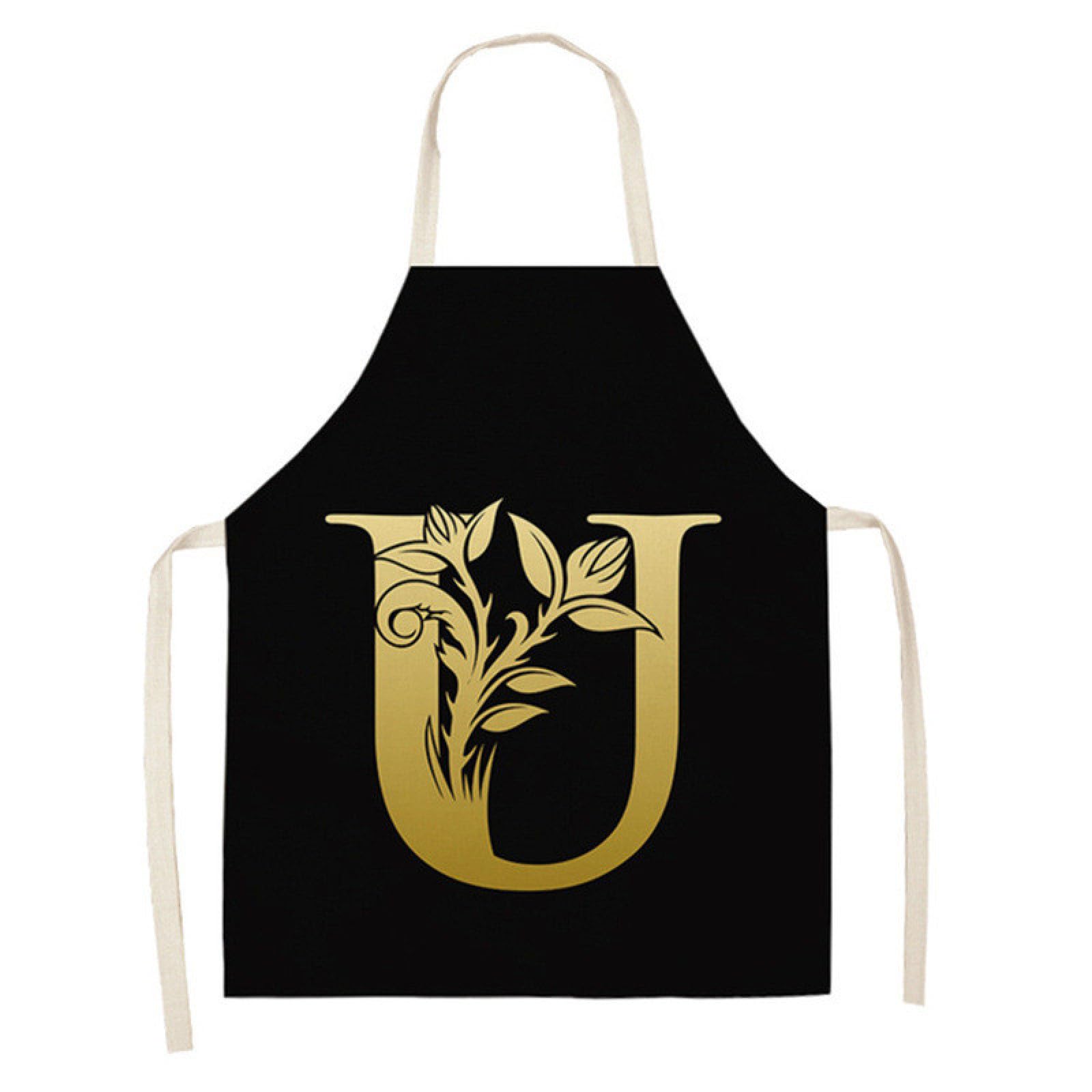 Delantal De Lino De Algodón Sin Mangas Patrón De Letras Doradas Delantal Resistente A Las Manchas Cocina Para Mujeres Delantal De Cocina Para Hornear Delantal De Cocina Casera Camarero Uniforme D
