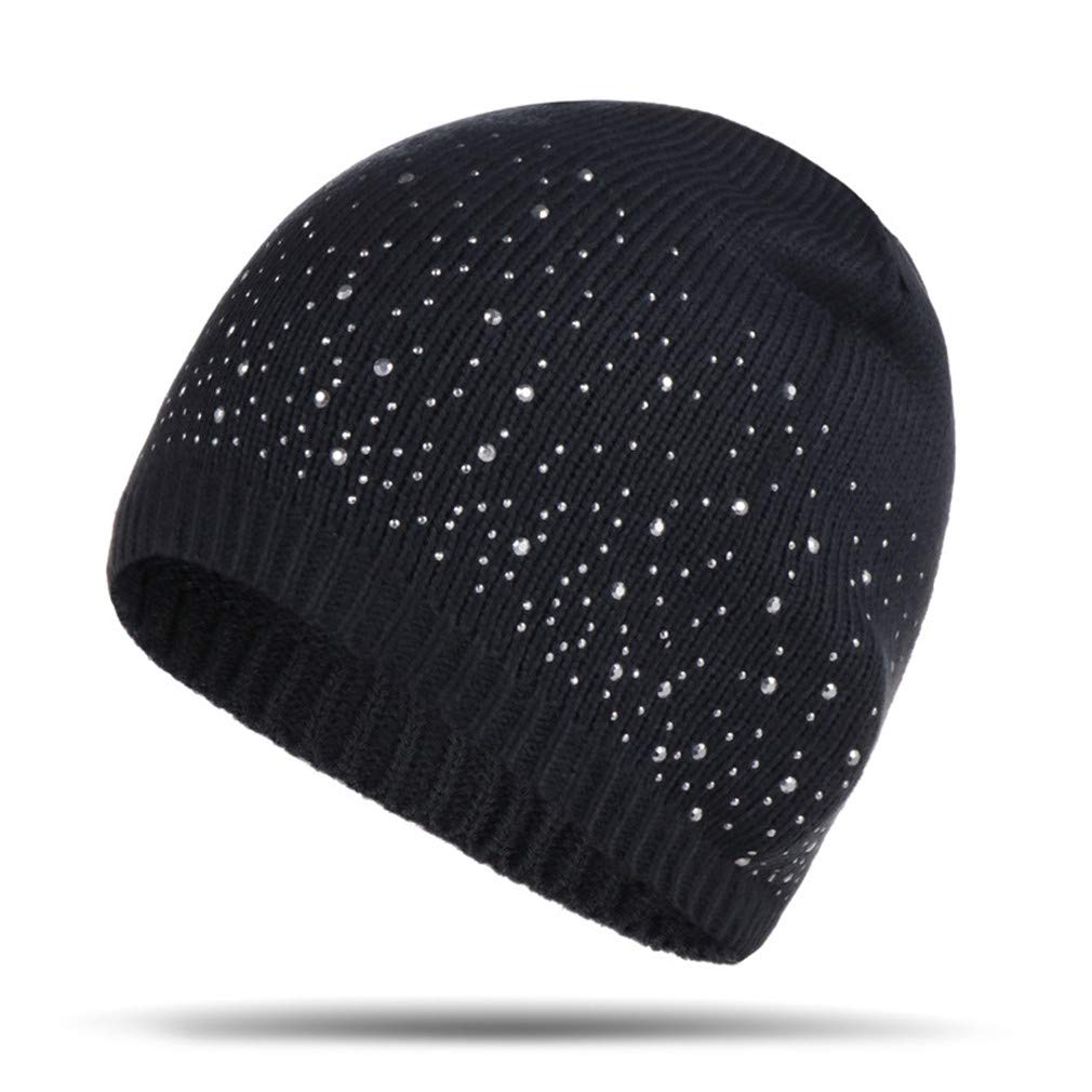 Ulalaza Women's Style1-3 Sparkle Cable Knit Hat Pom Pom Beanie Skull Stocking Hat Cuff Beanie Cap For