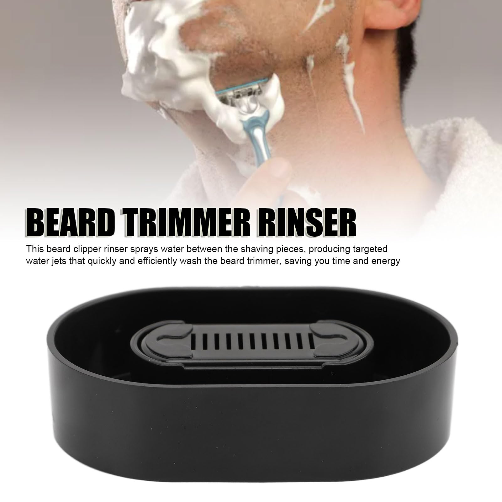 Beard Trimmer Hair Rinser for Men - Portable Shaving Cleaner Tool, Beard Trimmer Rinser for Manual Push Type Beard Clipper (Black)