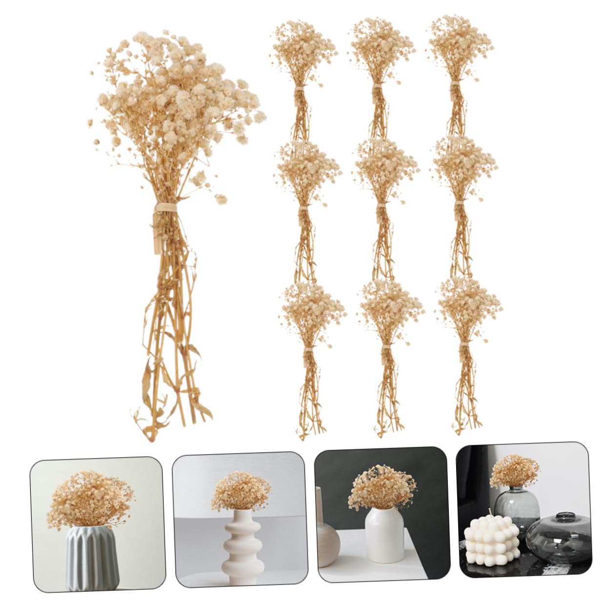 PRETYZOOM 2pièces Bouquets De Fleurs Séchées De Gypsophile De Décorations Naturelles pour Arrangements Floraux pour Décoration De Table Et Intérieur Bouquets De Mariage Et Bricolage