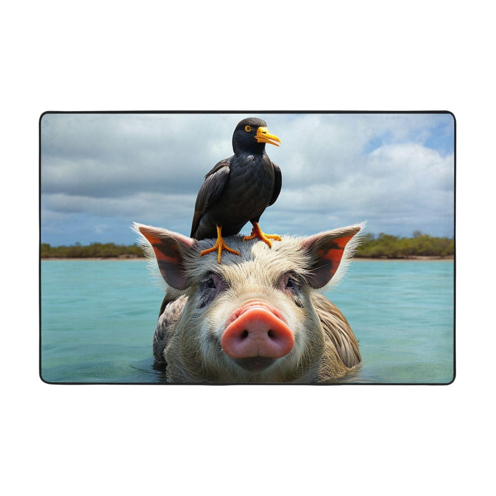Tapis pour salon rétro style ferme avec motif oiseau rustique