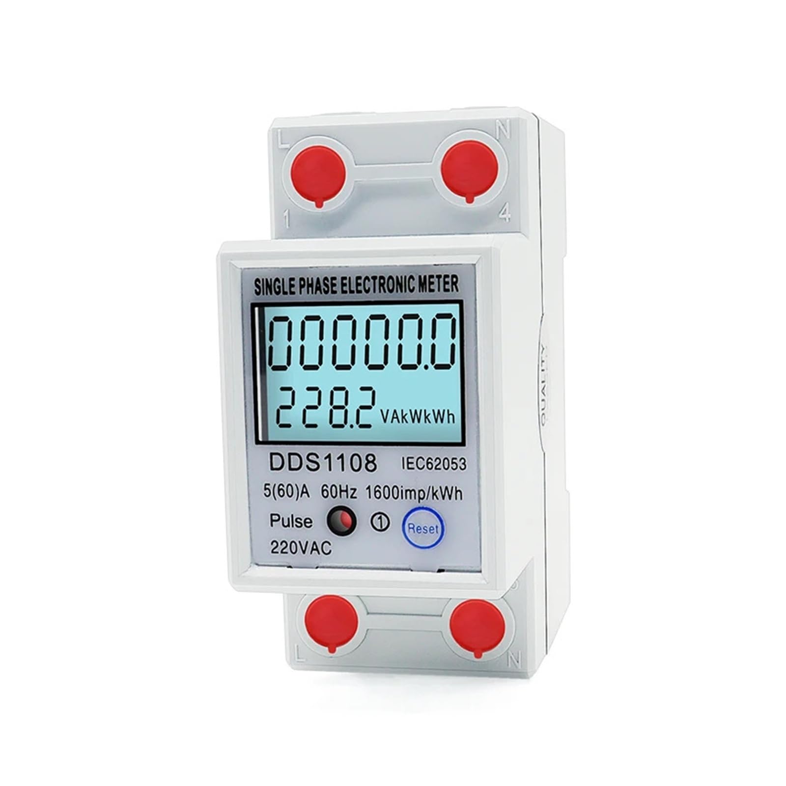 contatore Elettrico LCD 220VAC con retroilluminazione Digitale monofase Reset Zero contatore di energia kWh Tensione Corrente consumo energetico(DDS1108 Reset KWH)