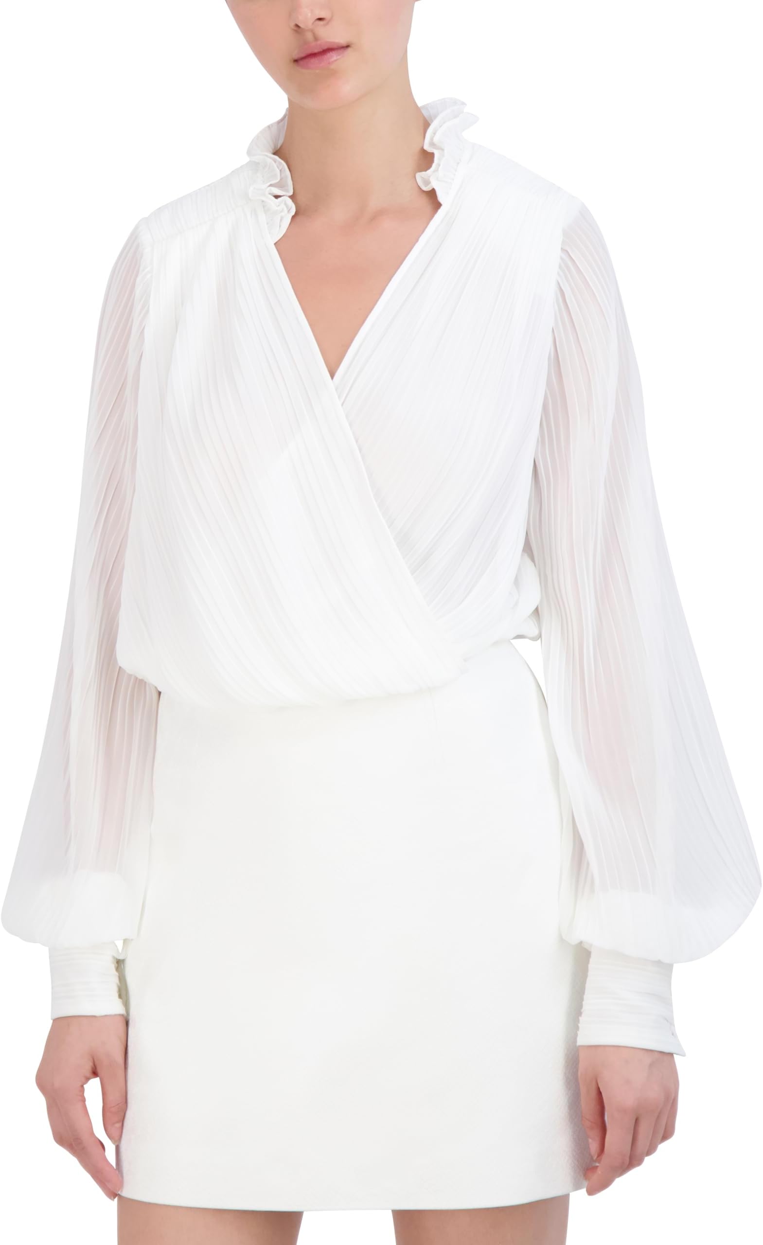 Women's Long Sleeve Surplice Neck Blouse Top Long Sleeve Surplice Neck Blouse Top (Pack of 1)