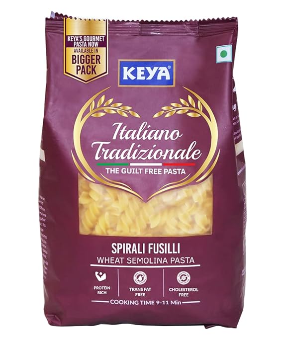 Keya Fusilli Pasta 1kg, 100 Durum Wheat Pasta Vegetarian No MSG