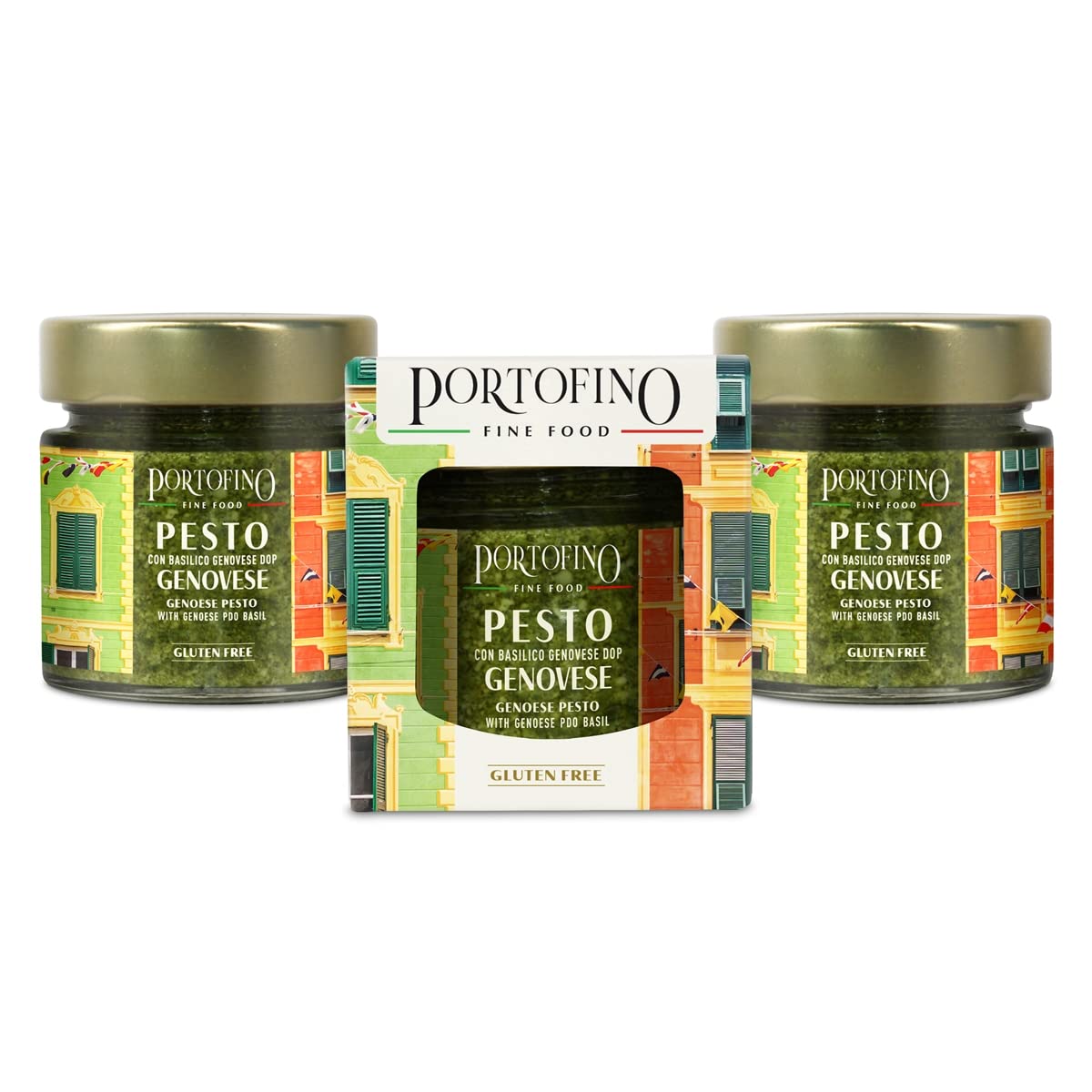 Portofino Fine Food - Pesto Genovese con Albahaca Genovesa DOP - 3 x 100 g