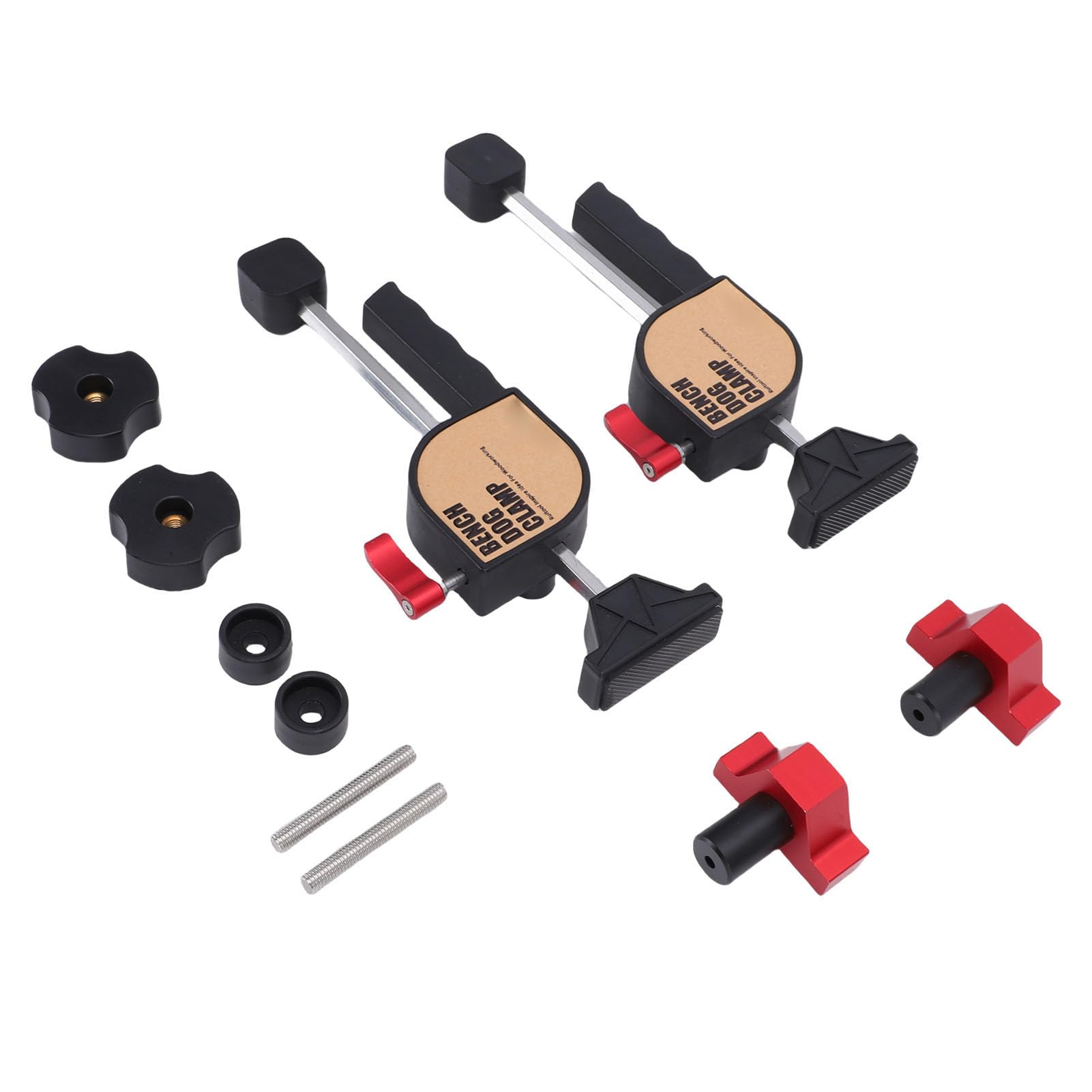 Morsetto per cani da banco Morsetto per cani da banco Kit di morsetto a vite regolabile per progetti di lavorazione del legno con fori da 19 mm Cuscinetto in gomma plastica in