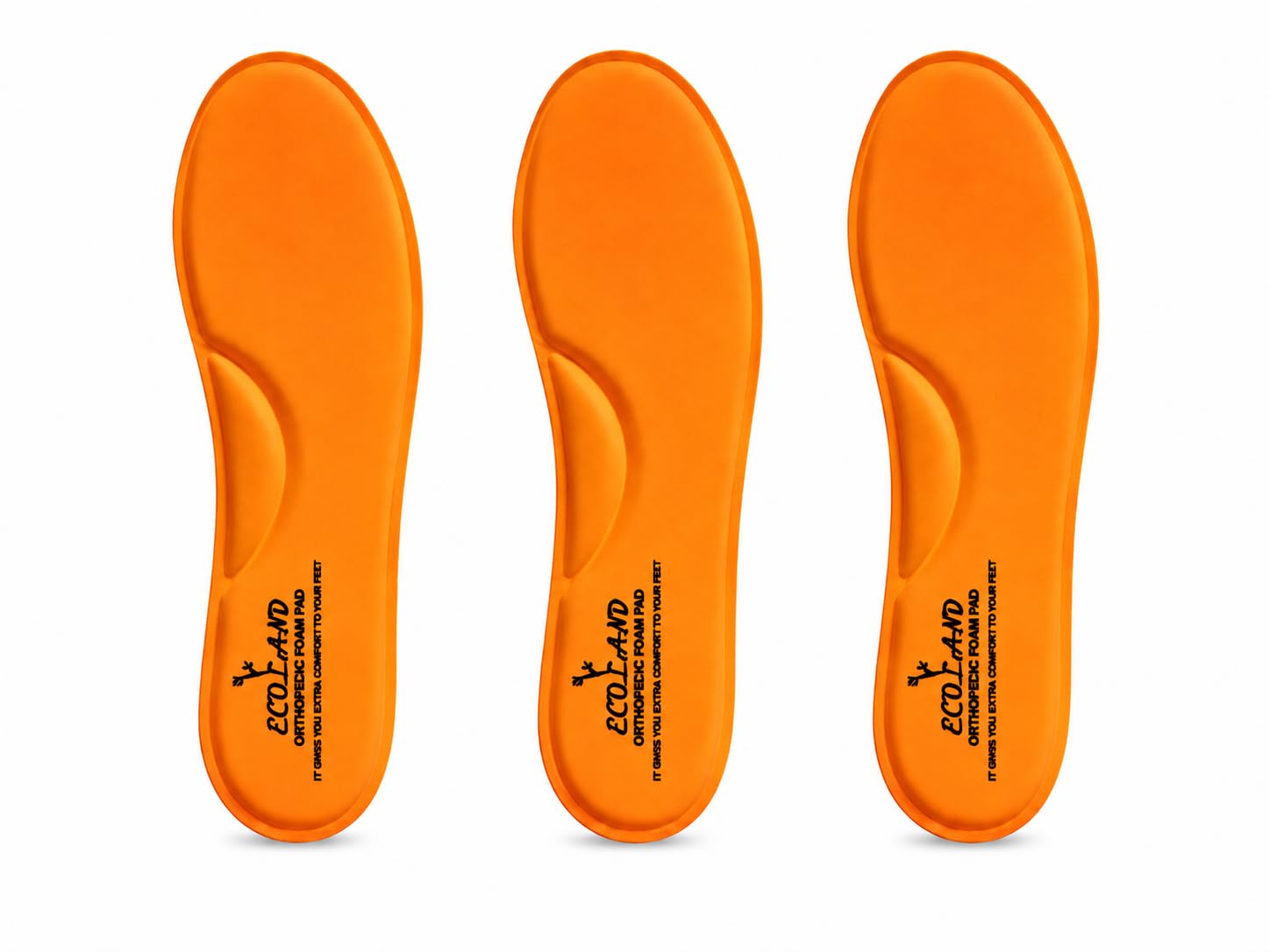 ECOLAND Memory Foam Shoe Insoles Comfortable Insoles Supports Heel & Arch Absorbs Foot Sweat & Moisture Ultra Soft Cushioned Lightweight Durable Washable Pads for Men FORMAL SHOES INSOLE Black (3 Pair)(Size-6) (Orange, 11)