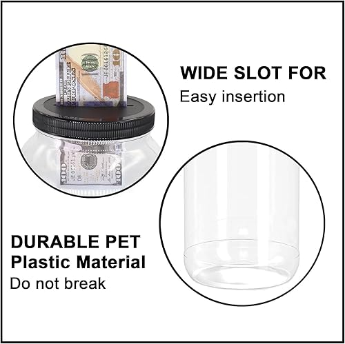 Miniatura 4 de Tarro grande transparente para monedas con tapa ranurada, caja de cambio de punta de dinero de plástico de un galón para monedas o boletos de rifa,