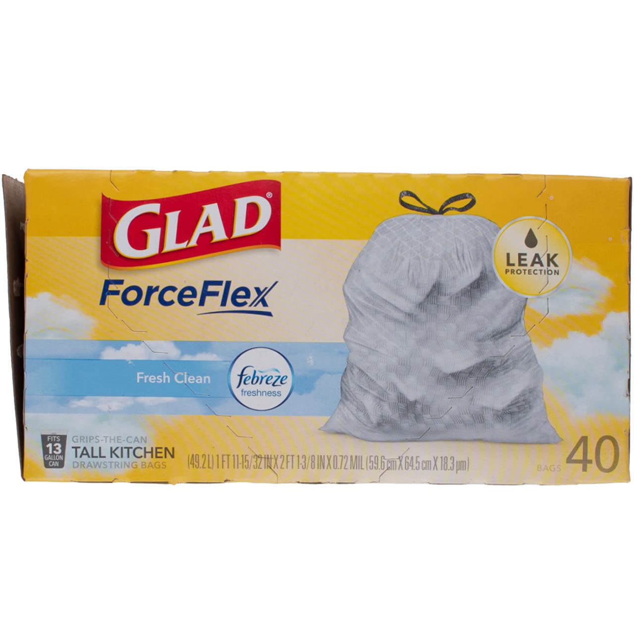 Tall Kitchen Bags 13 Gal. 0.90mil White 40 Bags / Box by Glad – 20 Count (Pack of 2), 13.0 gallons, White, Pack of 2, Model 78361