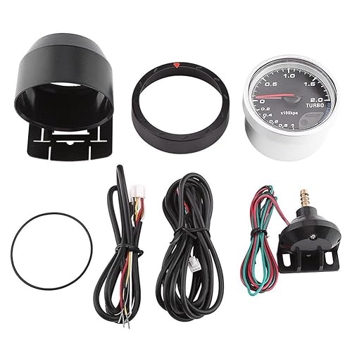 Miniatura 4 de Boost Gauge, Yctze - Kit universal de calibre turbo LED de 2.362in, repuesto de carcasa negra para auto de carreras de 0 a 200 Kpa para Dynno Racing