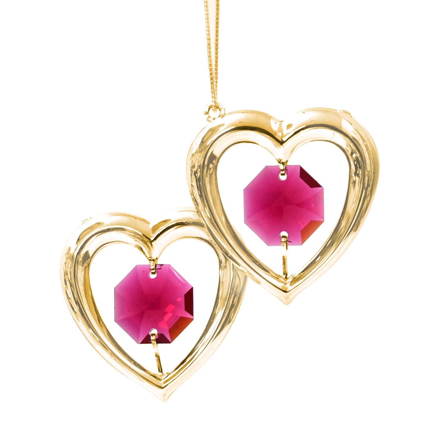 Swarovski オーナメント ハート Amazon.co.jp: 24 Kゴールドミニツインハートオーナメント – レッド