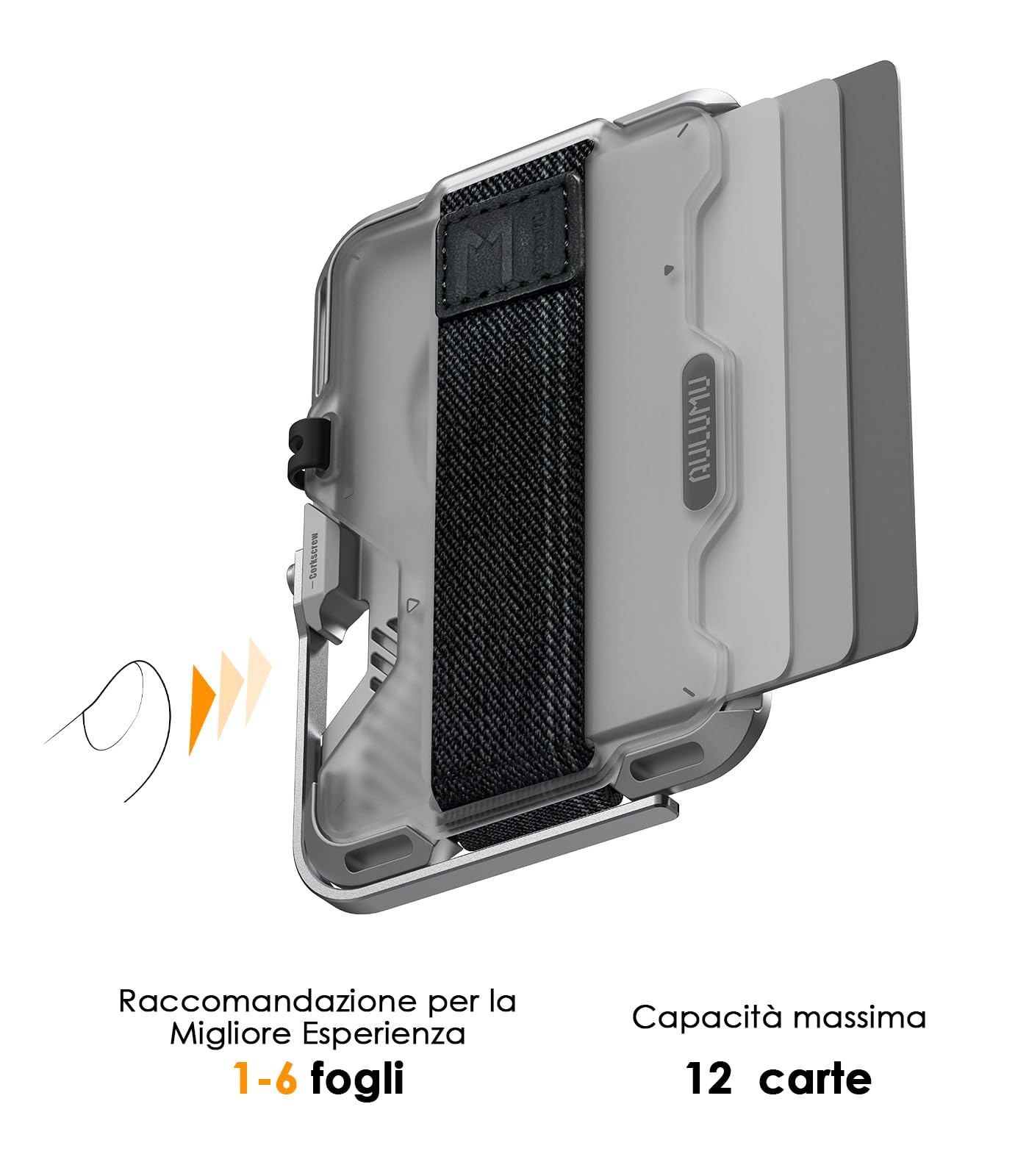 Aulumu G03 Custodia per carte da uomo | Compatibile con MagSafe | Multifunzionale Porta Carte con Fascia Elastica | Telefono Cellulare Supporto/Impugnatura | Apri Bottiglia |Schermatura RFID