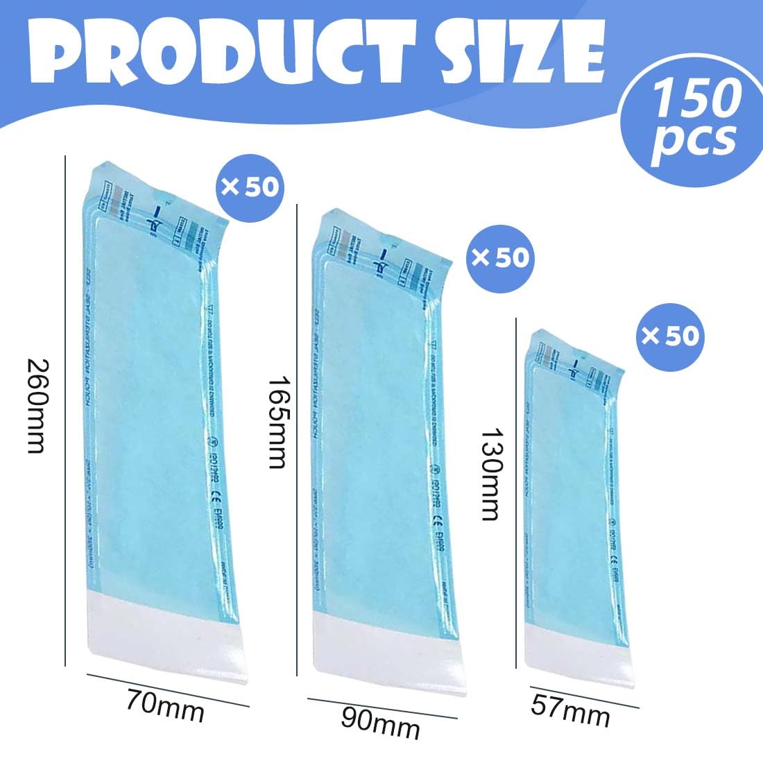 150 Pezzi Sacchetto Di Sterilizzazione, Sacchetti Per Autoclave, Sacchetti Auto Sterilizzazione, Sacchetti Sterilizzazione Manicure, Utilizzati per Strumenti Dentali e Nail Art