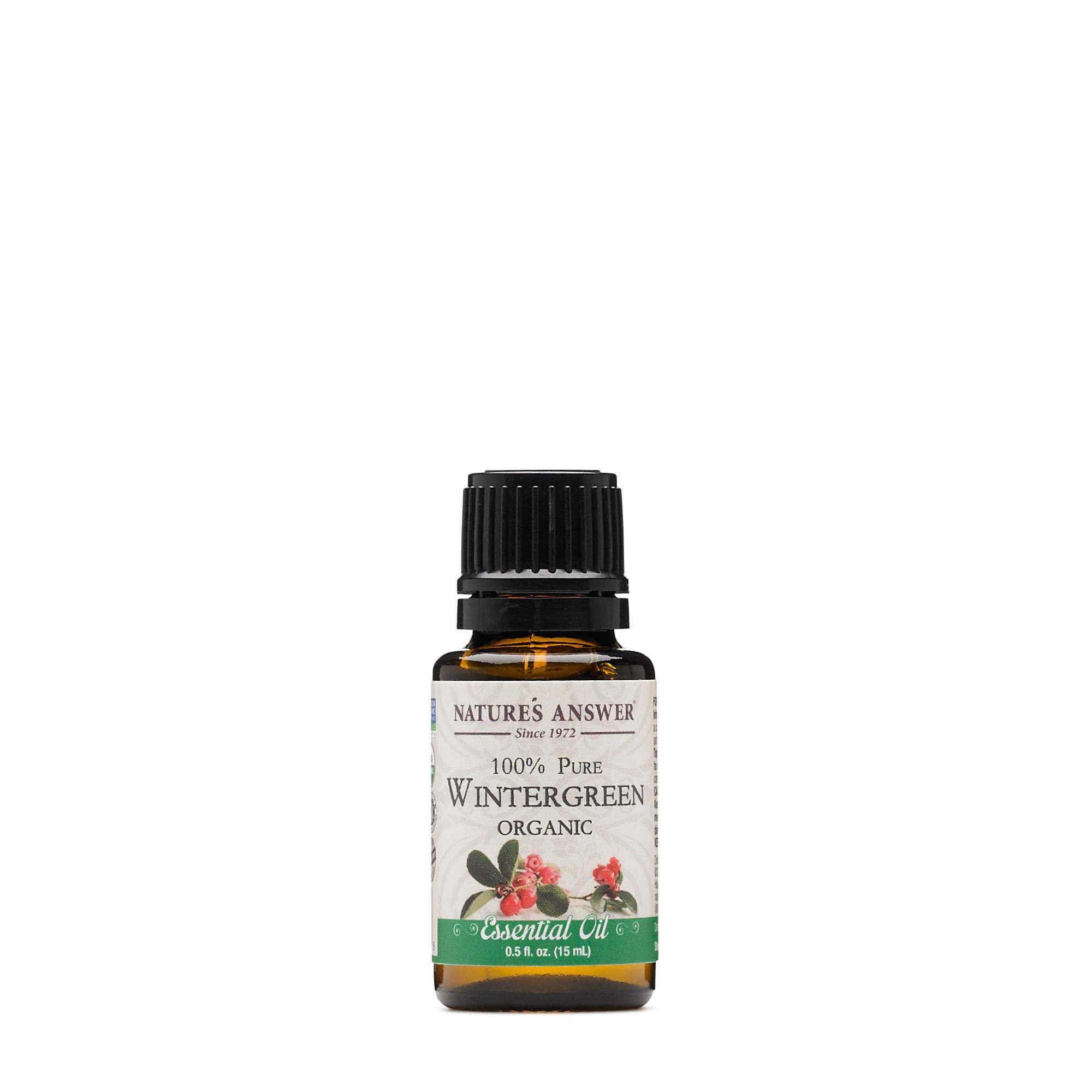 Nature?s Answer USDA Organic Wintergreen Essential Oil, 100% Pure | Natural Aromatherapy Oil for Diffuser/Humidifier, Steam Distilled 0.5 fl oz. (15ml