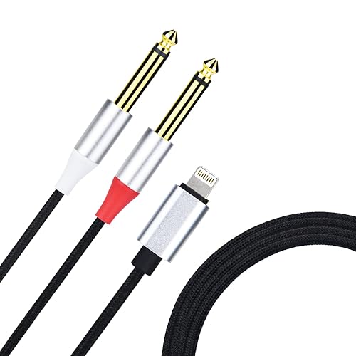 Miniatura 3 de Cable divisor de cable en Y estéreo mono TS de 0.138 in 18 pulgadas a doble 0.250 in 14 pulgadas para smartphone, computadora, reproductor de CD,