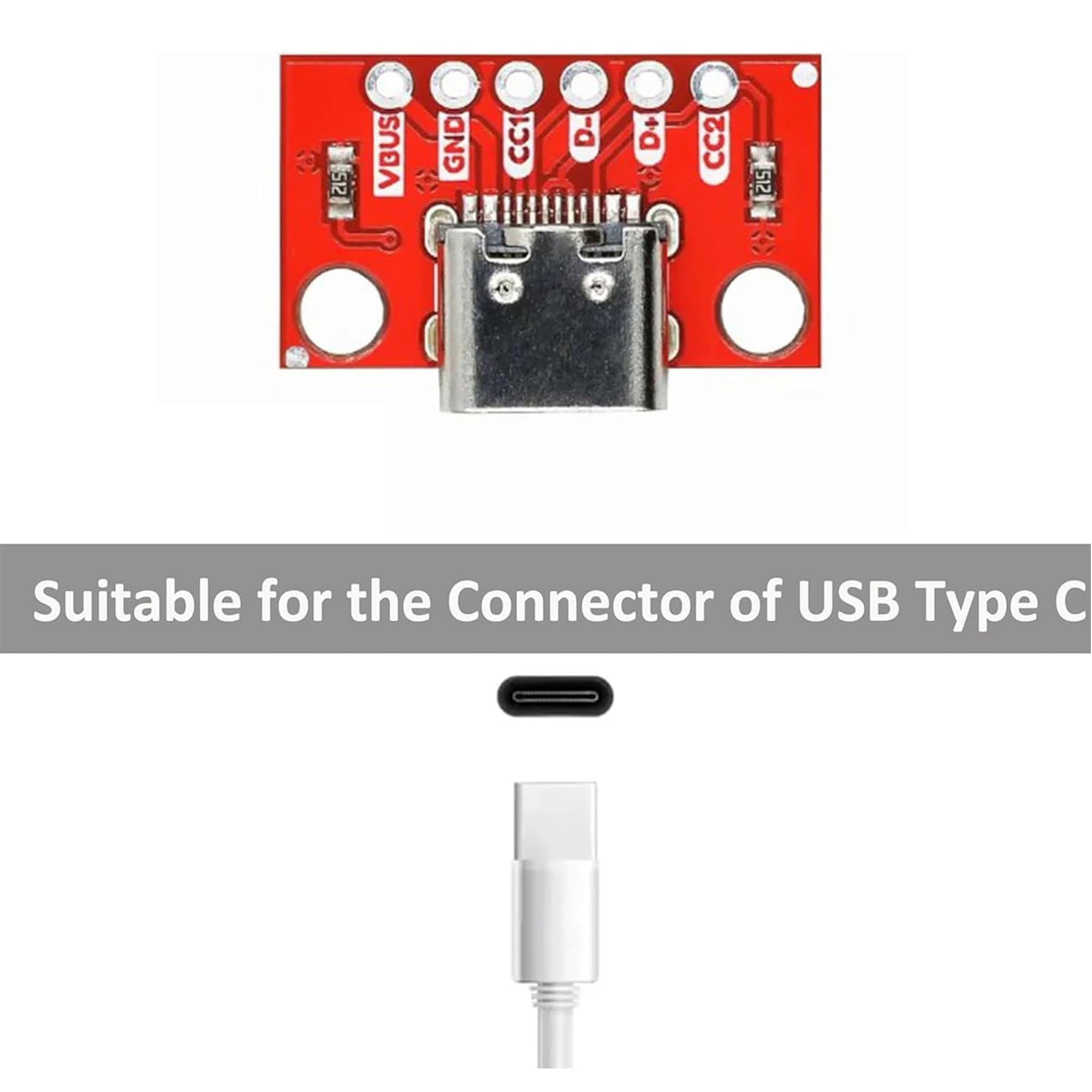 5 sztuk gniazda USB 3.1 typu C Breakout Board DIY, 6 pinów 2,54 mm USB-C BreakoutBoards DIY Breakout Board z płytką konwerterową PCB