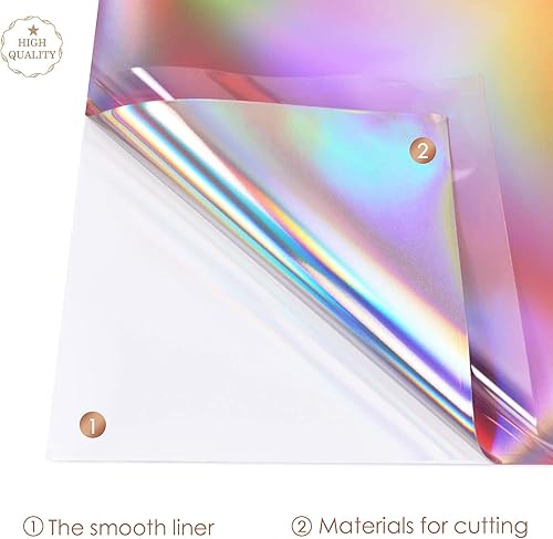 Miniatura 7 de MJartoria Paquete de 12 hojas de vinilo holográfico color oro rosa, vinilo adhesivo permanente con purpurina de 12 x 10 pulgadas, para tazas,