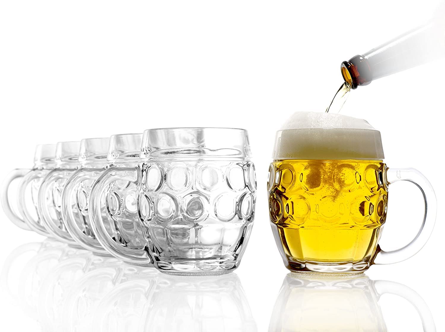 Oberglas Tübinger Lot de 6 chopes à bière sans surface de pression/plaque I Lot de 6 chopes à bière de 500 ml avec trait de remplissage I Chope à bière stable I Verres à bière en verre soda citron I