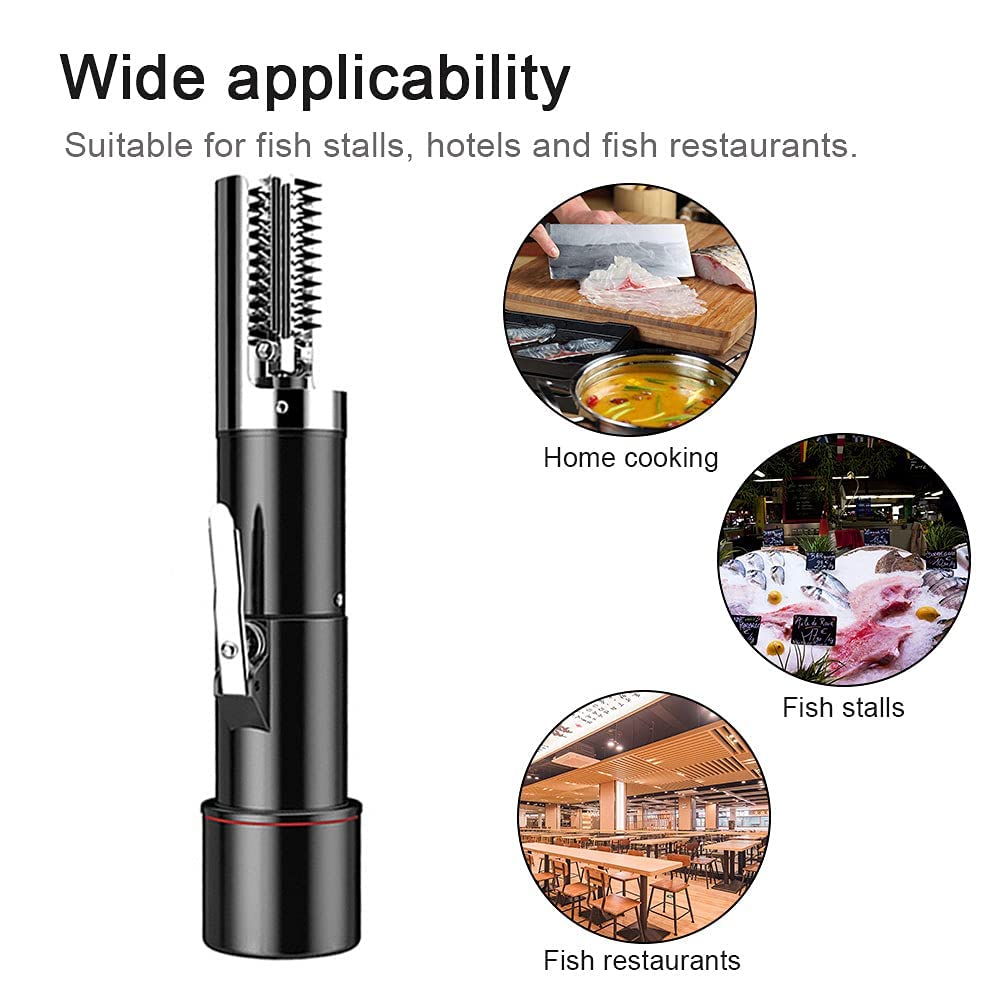 Set di scaler per pesci elettrico senza fili, potente scaler per pesci dinamico con batterie ricaricabili da 2000 mAh ， Rimuovi facilmente le squame di pesce senza confusione o disordine per chef e