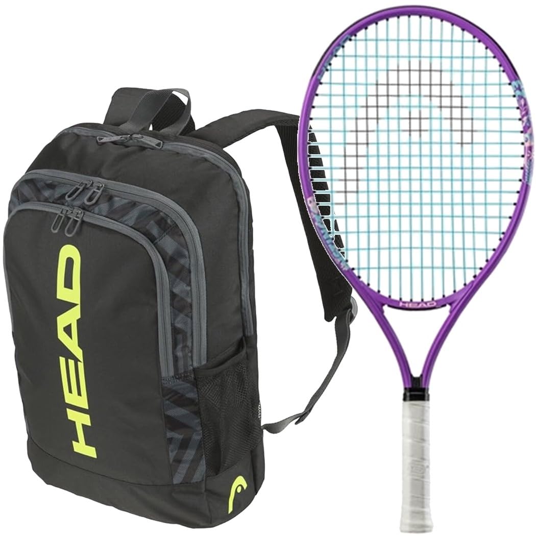 Head Instinct 25 Inch Junior Tennis Racquet Bundled w a Head Base Tennis Backpack 17L (Black/Yellow)