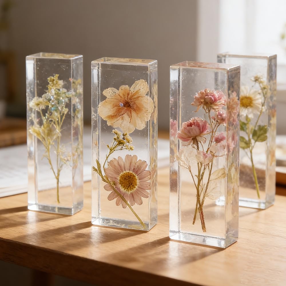 12 Pezzi Stampi Rettangolari in Silicone per Resina Epossidica Cubo Stampi Quadrato per Rosa in Resina Epossidica per Fabbricazione Gioielli Candela e Sapone, Fai Da te Deco