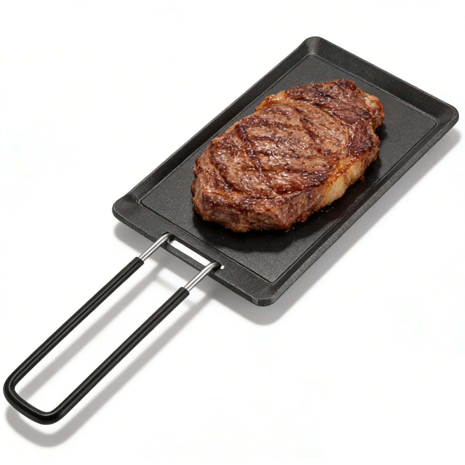 Mini Griddle, 5.1in Nonstick Cast Iron Skillet with Detachable Handle Mini Sk...