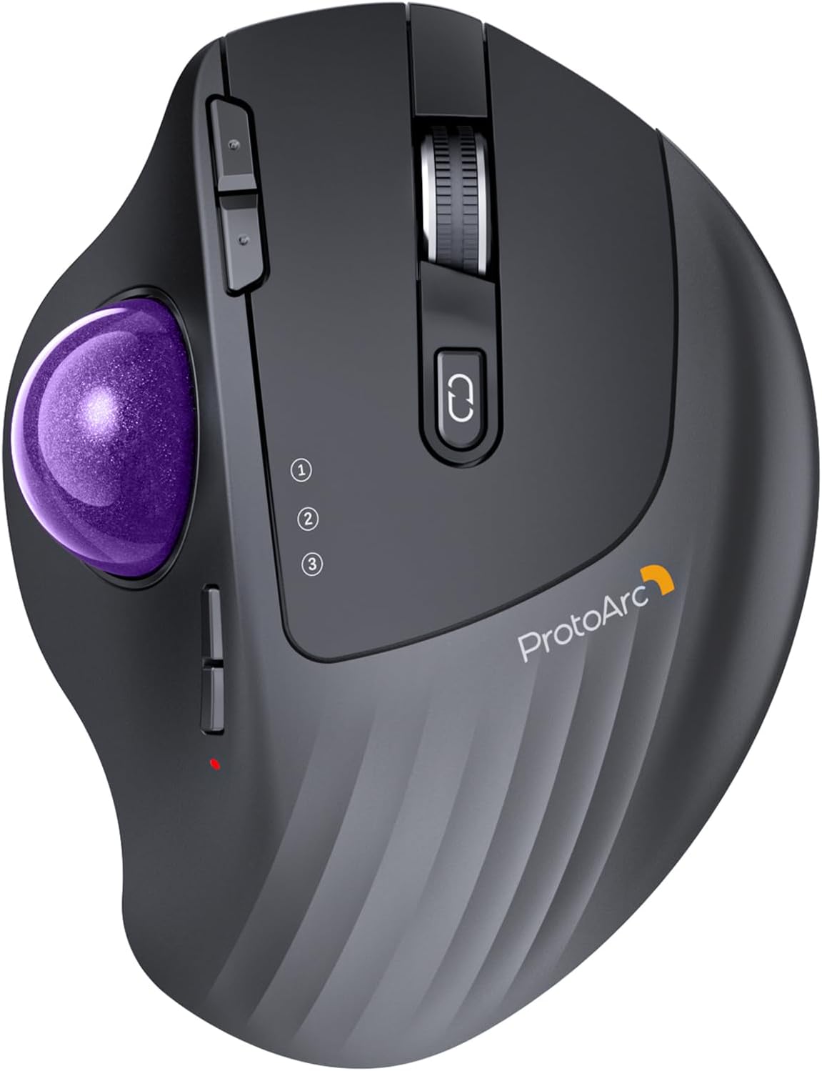ProtoArc Wireless Trackball Mouse, EM01 NL Ergonomic Bluetooth Rollerball Thumb Mouse Rechargeable Computer Laptop Mouse, Adjustable Angle & 3 Device Connection for PC, Mac, Windows-Purple Ball