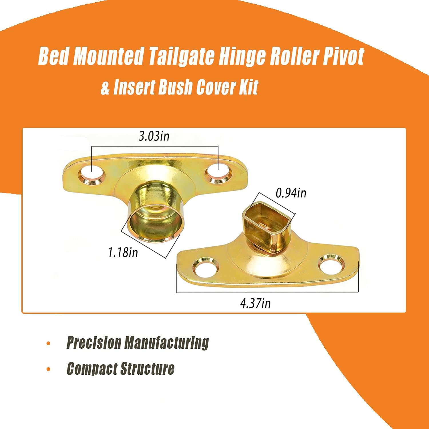 55274936AC, E7TZ99430B22A Bed Mounted Tailgate Hinge Roller Pivot and Insert Bush Cover Kit Fit for Ford F150 F250 F350 1997-2007 Rear Left Driver & Right Passenger Side