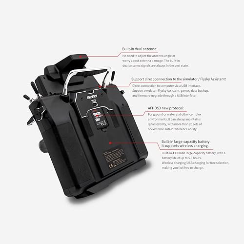 Miniatura 3 de Flysky Paladin FS-PL18 EV Transmisor de control de radio, 2.4G 18 canales 3.5 pulgadas TFT pantalla táctil para RC FPV barco coche dron con receptor