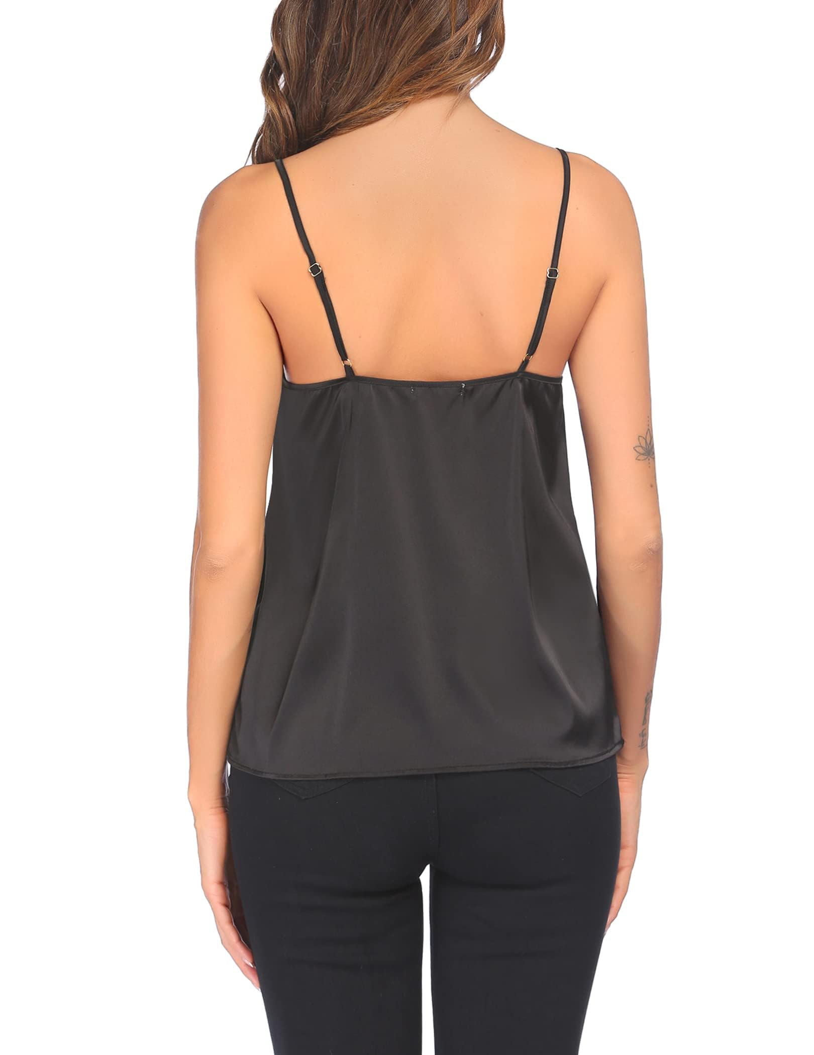 Ekouaer 3-pak damskich satynowych podkoszulek tank top jedwabny Cami Camisole ramiączka spaghetti Basic Top Top bez rękawów Blusentop S-XXL