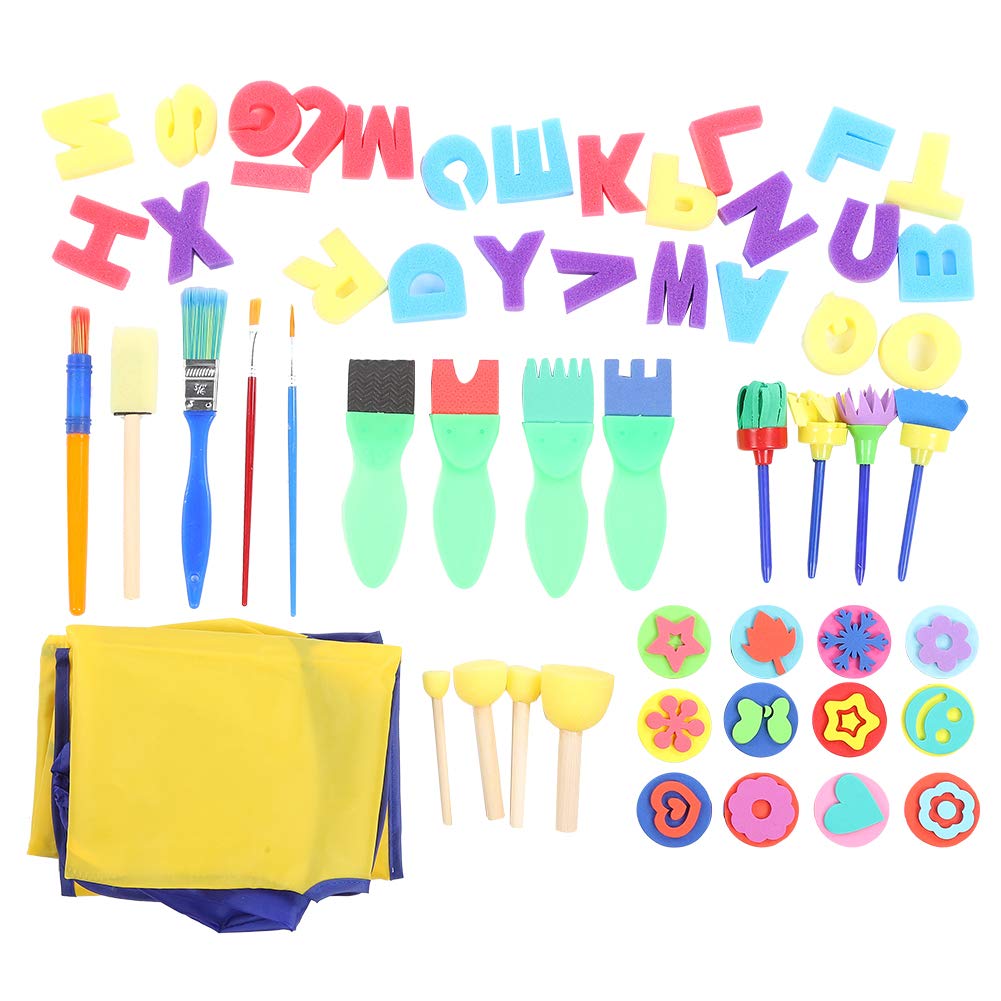 57pcs Foam Paint Brushes Kit, Sponge Brushes Lovely Design Sponge Paint Brush for Painting, Staining, Varnishes, and DIY Craft Projects Arts Supplies