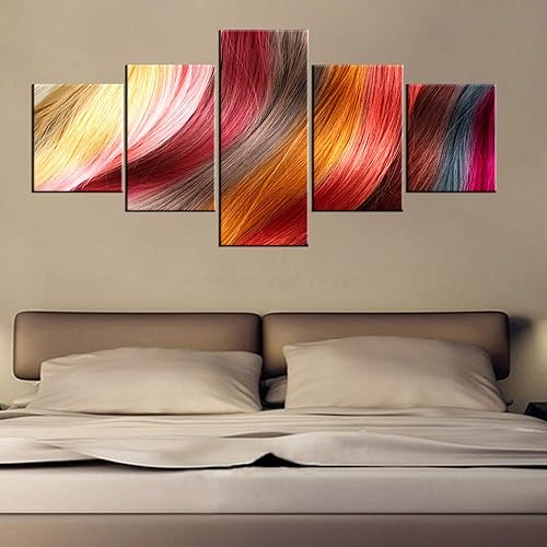 Miniatura 4 de Juego de 5 piezas de arte de pared en lienzo para el cabello, pinturas para sala de estar, diseño de cabello, imágenes, salón de belleza, barbería,