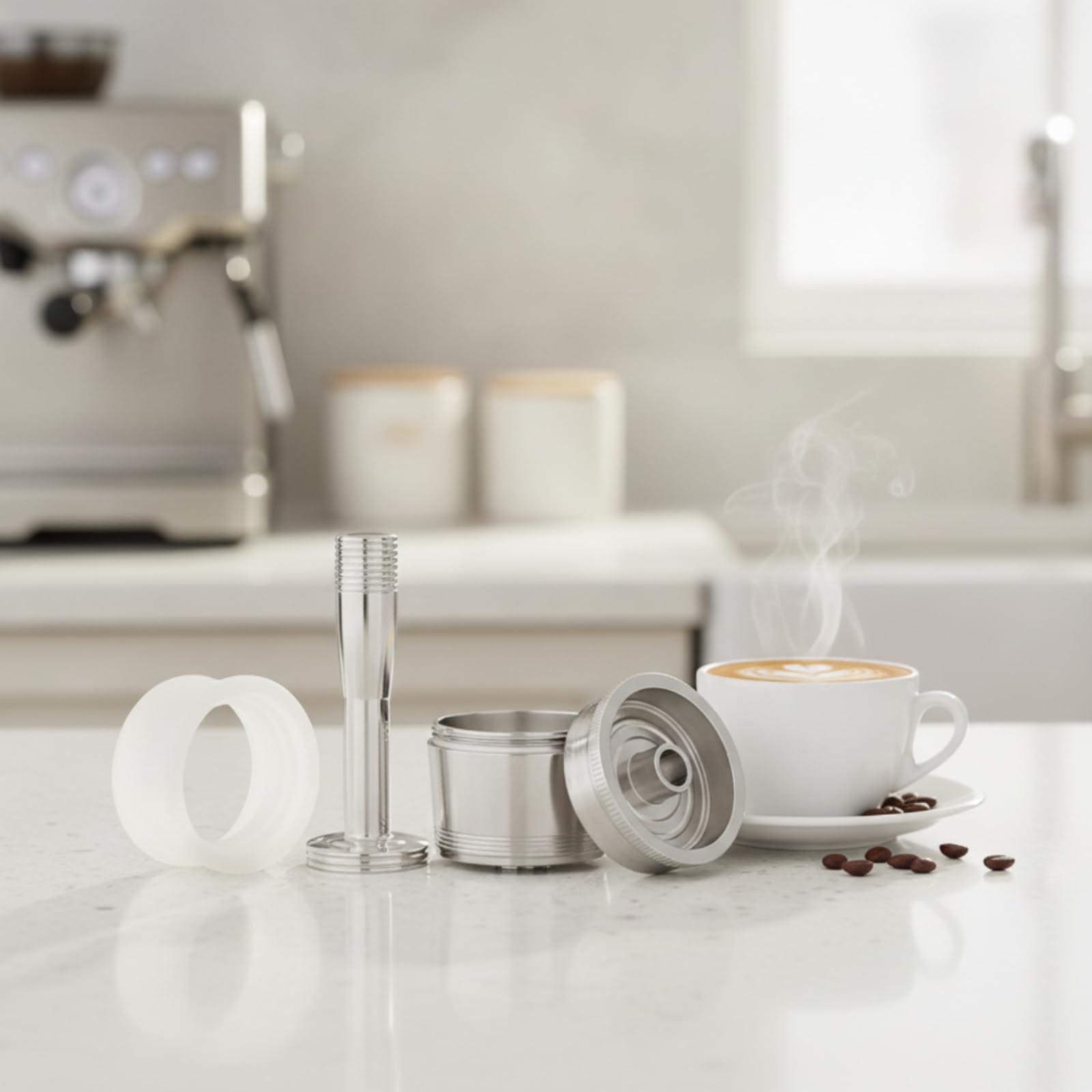 Colador de Café Reutilizable Cápsula Reutilizable Filtro de Espresso Colador Metálico Recargable Acero Inoxidable Base Perforada para Flujo Preciso y, style to 2