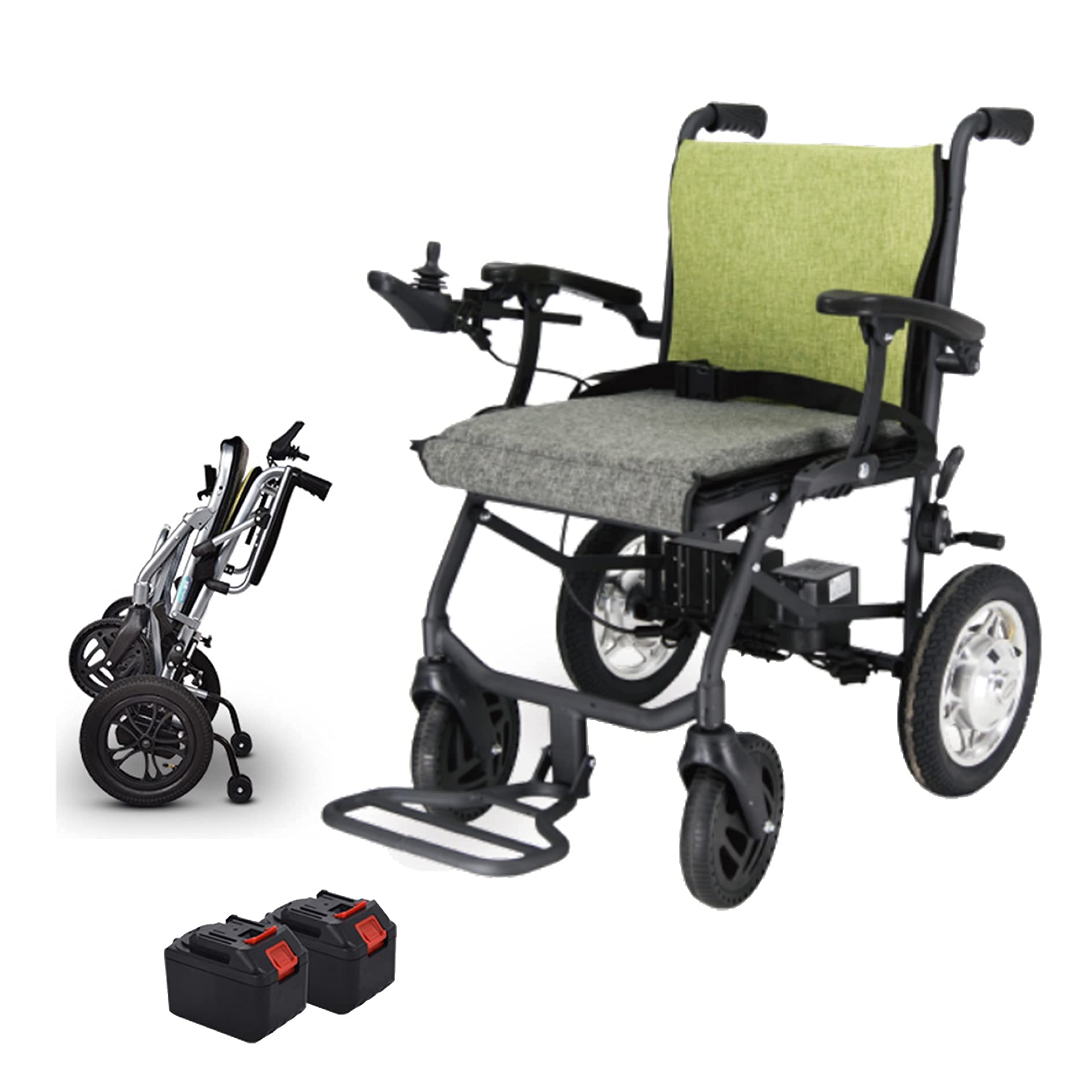 Silla de ruedas eléctrica ligera y plegable de doble control, resistente a la intemperie, ultraligera, plegable, resistente, doble función eléctrica potente