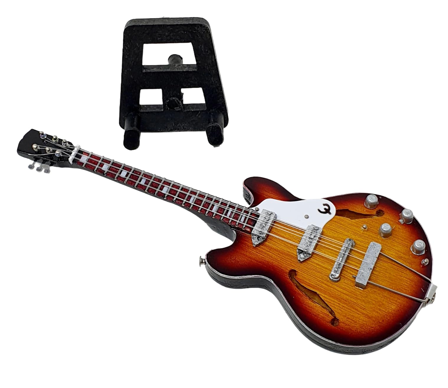 Rockstar BMG0014 Guitare électrique miniature Epi Casino en bois faite et peinte à la main Cadeau pour musiciens et collectionneurs Taille 15,5 cm