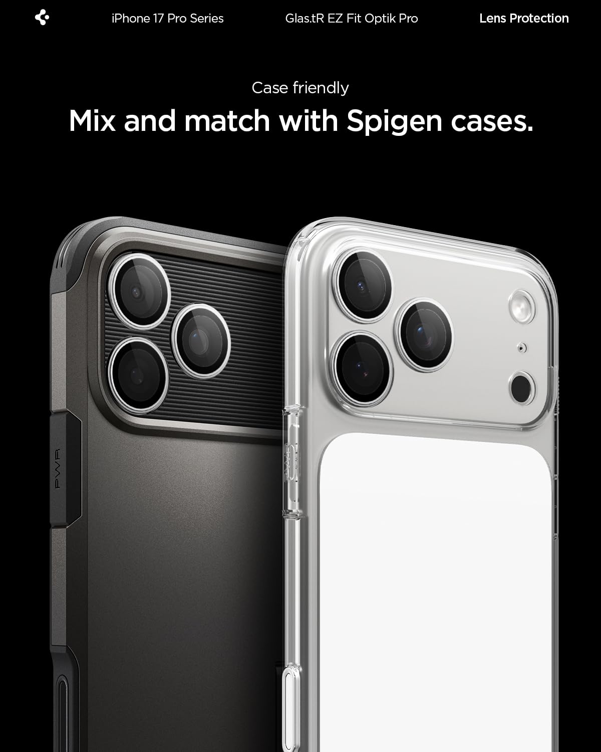 Spigen Glas.tR EZ Fit Optik Pro Protector de Cámara para iPhone 17 Pro, iPhone 17 Pro Max, 2 Unidades, Plata, Protección Individual, Kit de instalación, Dureza 9H, Anti-Arañazos