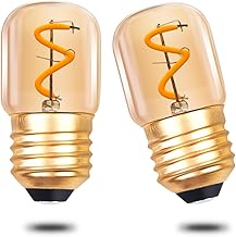Klarlight 1W E27 LED Night Light Bulbs, Mini Spiral Filament Vintage Bulbs, T28 Tubular Edison Tube Lights Warm White 2200K, Amber Glass, 10W/15W Equivalent, 35 Lumen, Non-Dimmable, 2 Pack