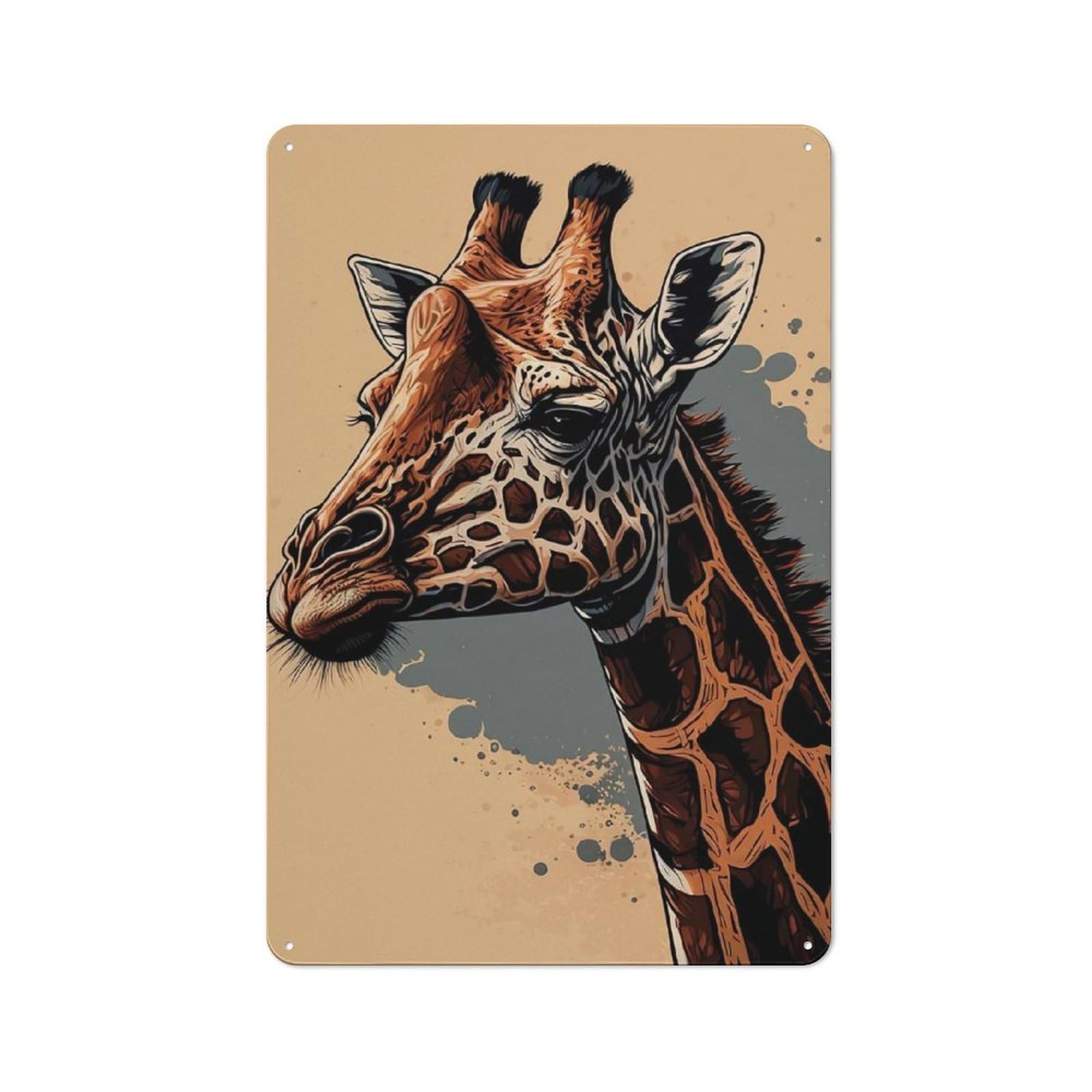 Savanna Giraffe Everyday Metal Wall Decor 30x20cm, Vintage Metal Sign for Hallway, Home Bar, Garage Or Study