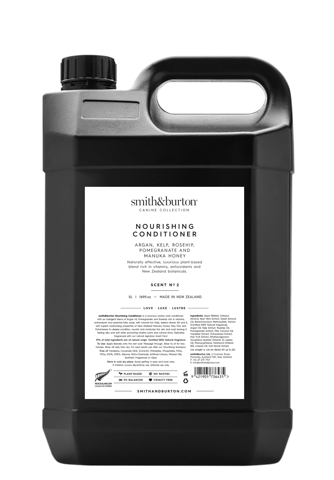smith&burton Nourishing Conditioner for Dogs - Argan, Kelp, Rosehip, Pomegranate and Manuka Honey, Scent No.2, 1.32 gal (169 fl.oz) for Professionals. Luxurious, Naturally Effective. No Nasties