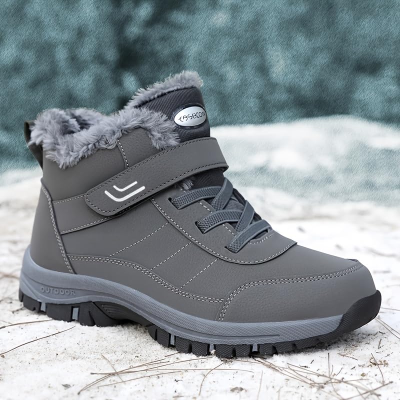 Warm and Durable Men's Snow Boots with Hook and Loop Fastener for Casual Hiking and Walking2
