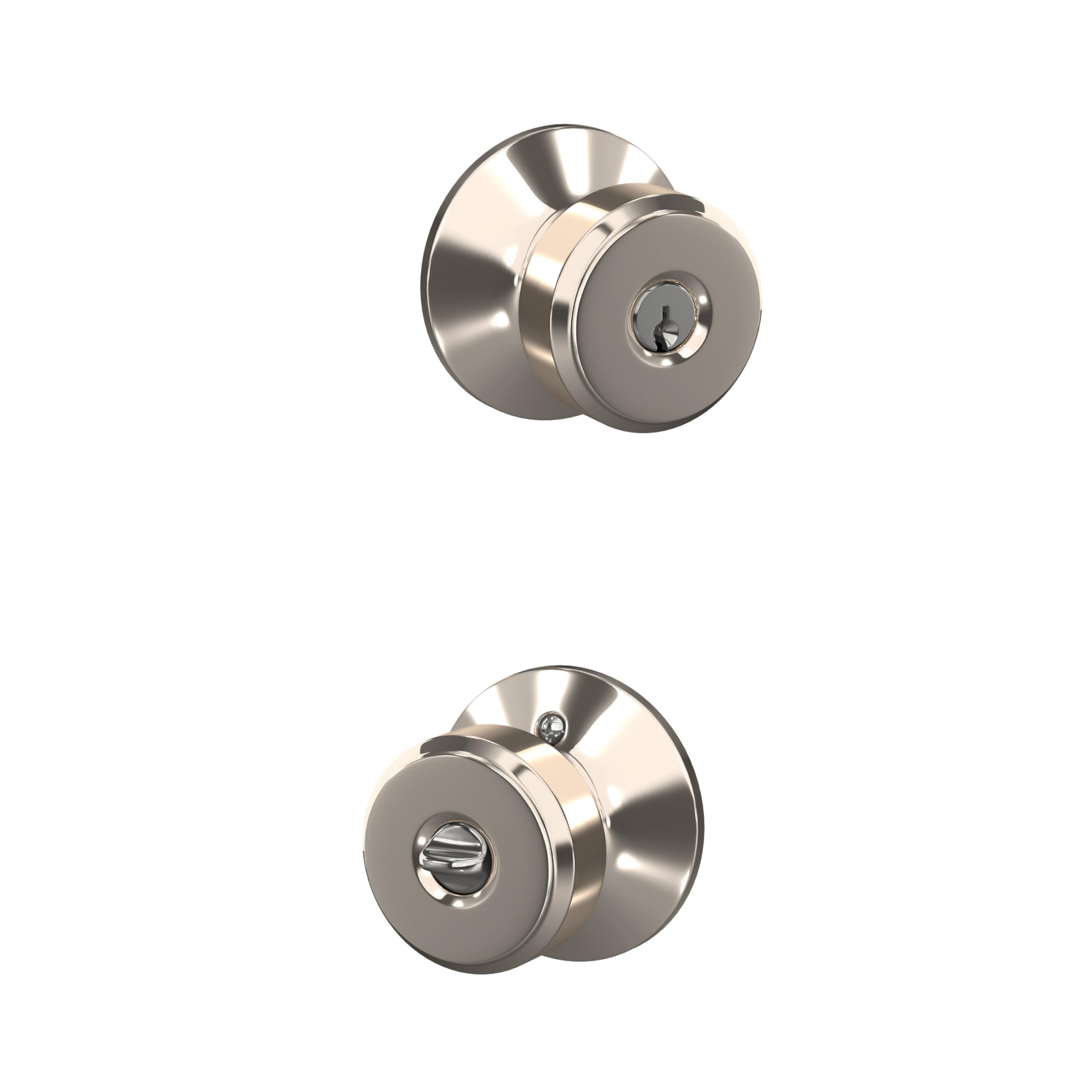 SCHLAGE Bowery Keyed Entry Door Knob, Interior/Exterior, Polished Nickel