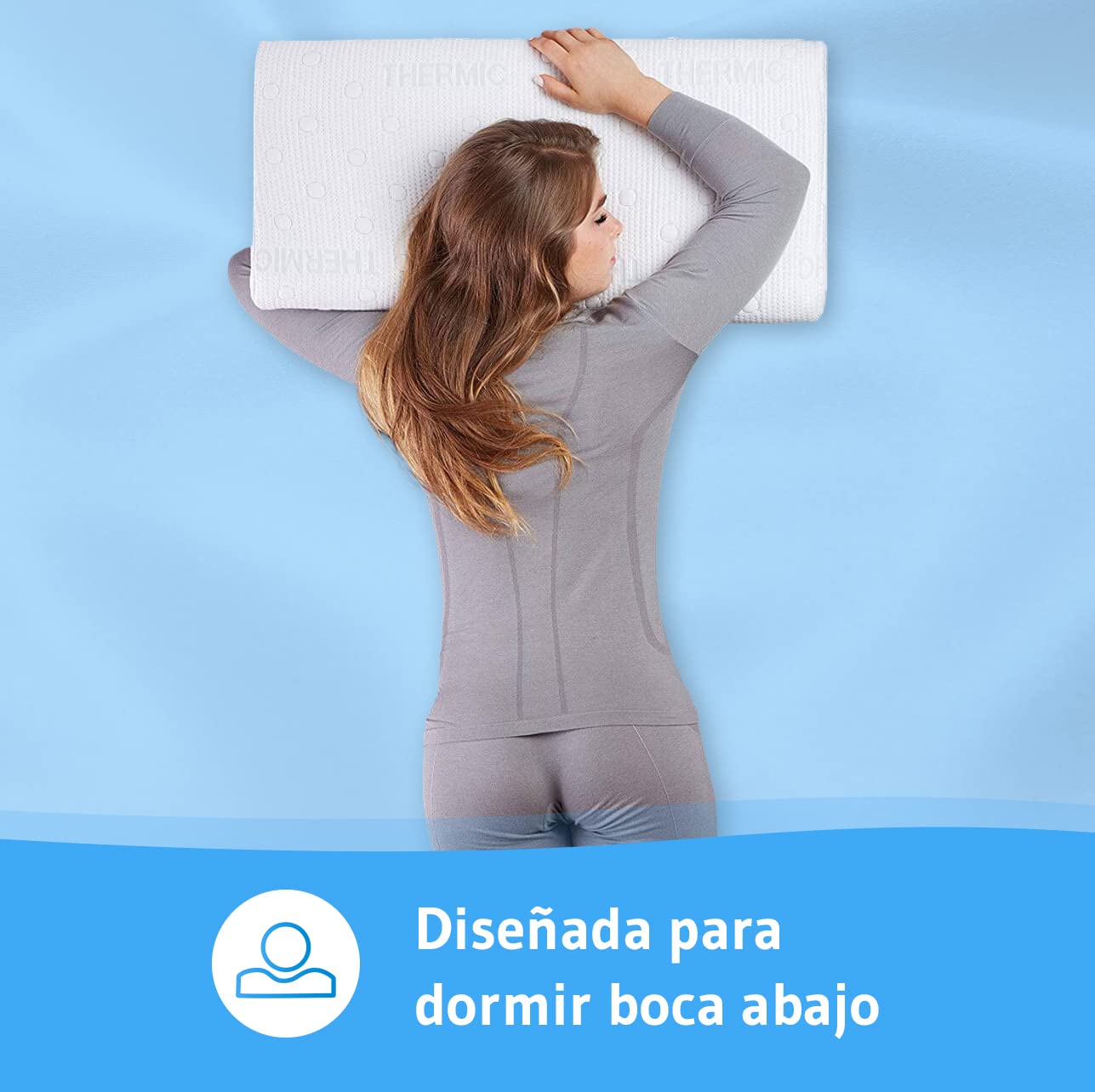 Third of Life Almohada Baja HADAR Low | Almohada Cervical ortopédica y ergonómica | Almohad de Espuma viscoelástica para Dormir Boca Abajo | Funda con termorregulación | para Fundas de 80x40cm