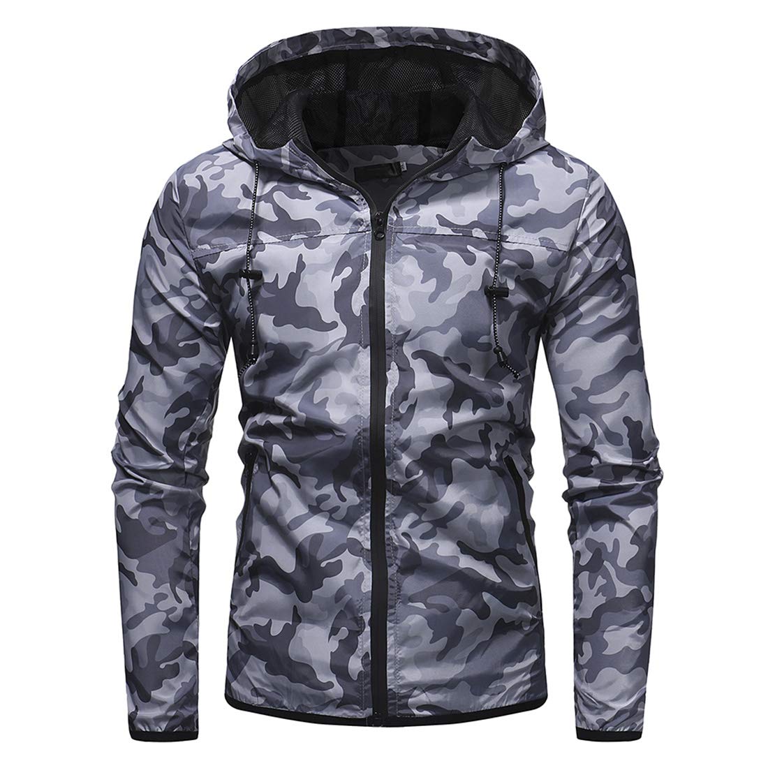 XLDD Men's Jacket Outdoor Windproof Hoodie Jackets Full Zip Military Camouflage Coat Hiking Camping Fishing Outdoor Outwear Lightweight Winter Autumn Spring Stylish Jacket