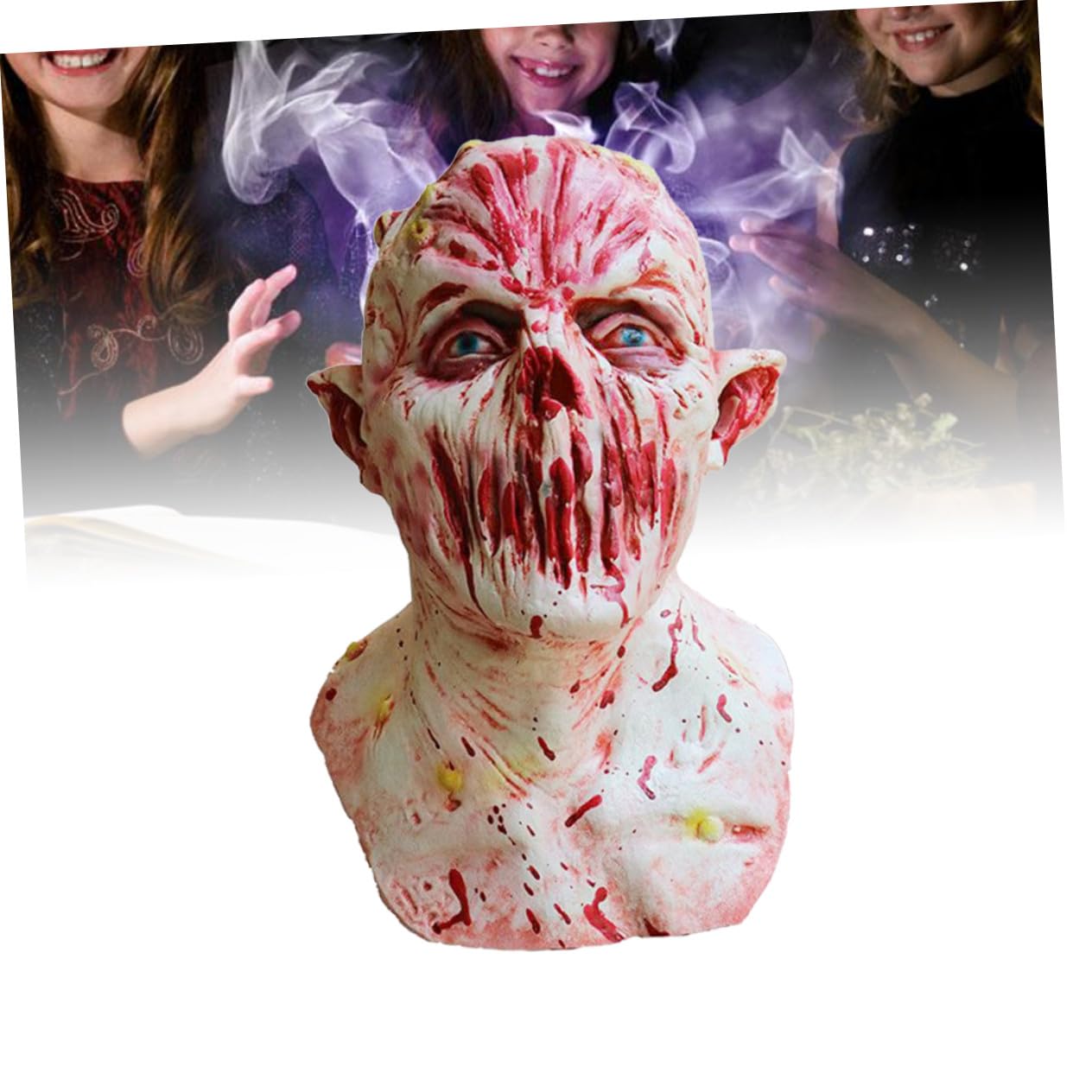 Maschera senza Labbra Zombie Halloween Design Poroso per Visione Chiara Materiale Resistente per Feste in Maschera